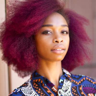 African girls can be flirty and playful with this ultra violet hairstyle.